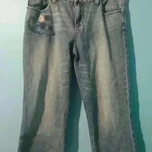 calvin klein jeans embroidered clam diggers, y2k vintage.
